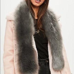 Missguided grey faux fur scarf